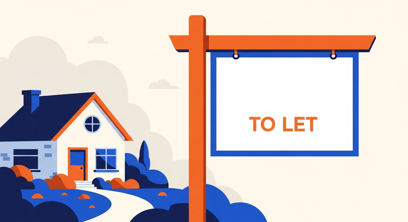 Illustration of a for-sale board outside a suburban UK house