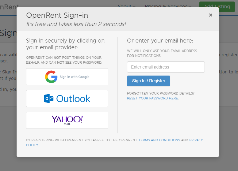 OpenRent add email address