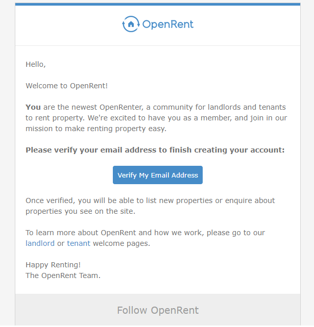 OpenRent activate account